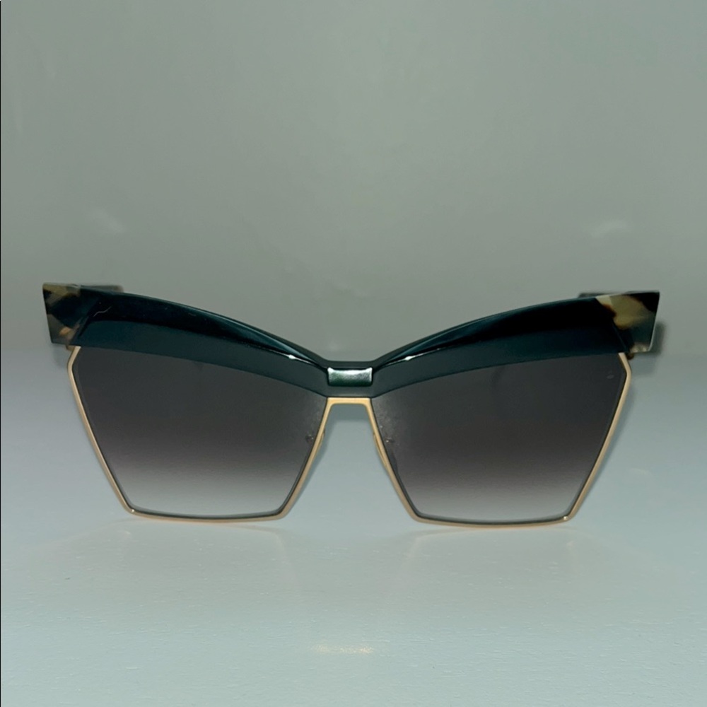 Jacques Marie Mage, Stylish Black Tortoise Shell & Gold Sunglasses With Case